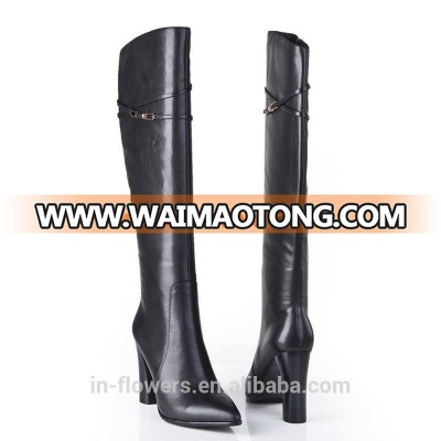 OEM ODM high quality cow leather long winter boots women sexy high heel winter long boots